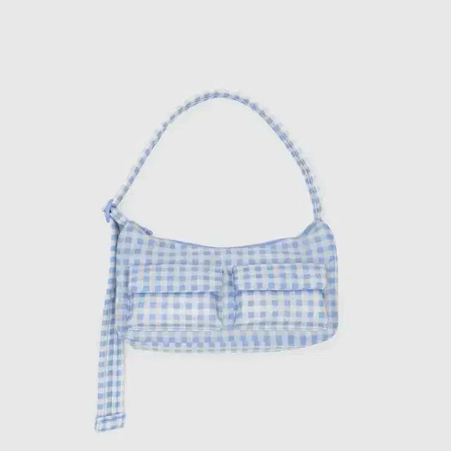 [BUNJANG] BAKU Cargo Shoulder Bag Light Blue Gingham / 바쿠 카고 숄더백 라이트 블루 깅엄