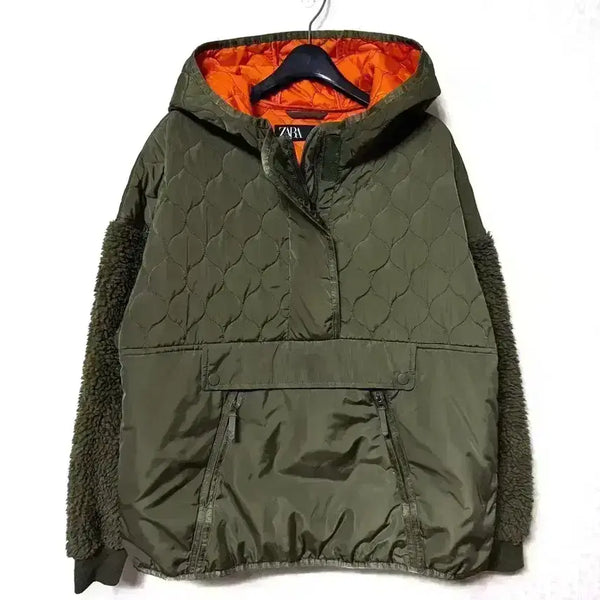 [BUNJANG] Zara Women's Half-Zip Fleece Anorak Khaki / [S,90]자라 여성 반집업 후리스 플리스 아노락 카키