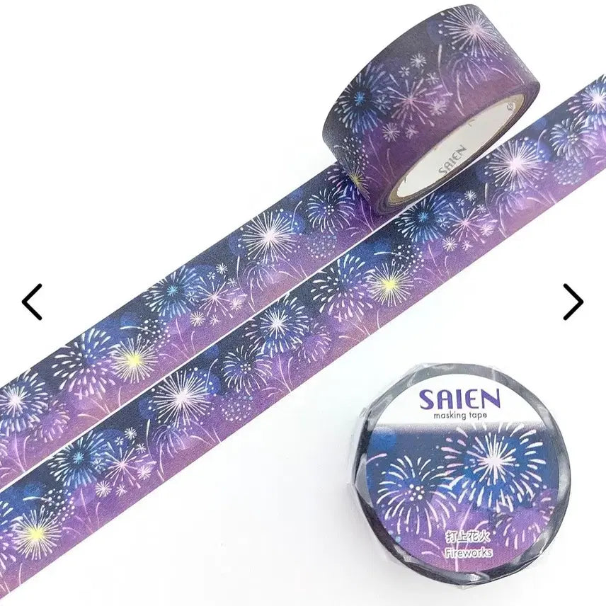 [BUNJANG] SAIEN Fireworks Pattern Washi Tape (1m segments) / 사이엔 일본마테 불꽃놀이 마테띵