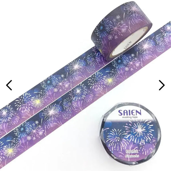 [BUNJANG] SAIEN Fireworks Pattern Washi Tape (1m segments) / 사이엔 일본마테 불꽃놀이 마테띵