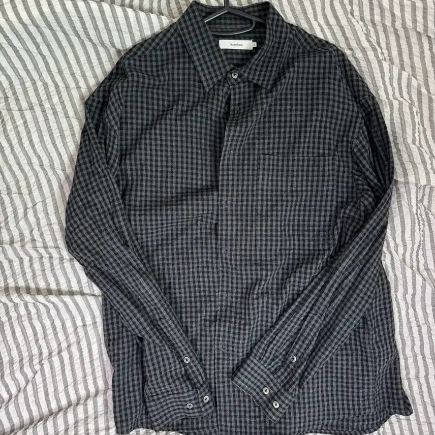 [BUNJANG] Arban Sand Check Loose Shirt / 아르반 샌드 체크 루즈드 셔츠 샌드 블랙 3사이즈