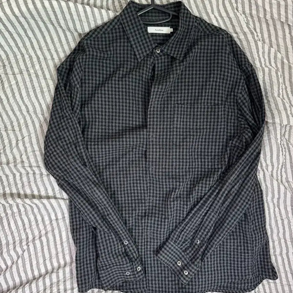 [BUNJANG] Arban Sand Check Loose Shirt / 아르반 샌드 체크 루즈드 셔츠 샌드 블랙 3사이즈