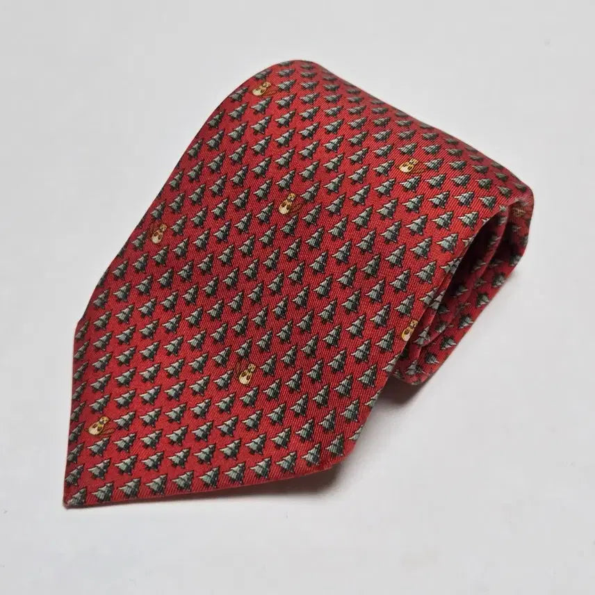 [BUNJANG] Hermès Tree Pattern Silk Necktie / 에르메스 트리 패턴 실크 넥타이
