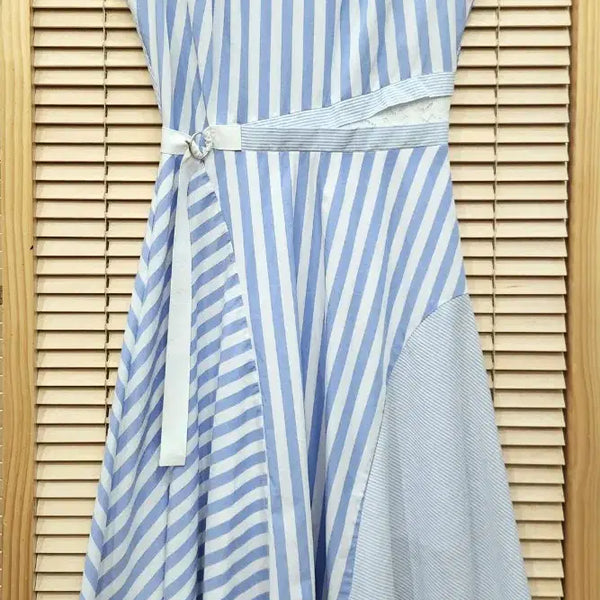 [BUNJANG] Sisley Blue Stripe Asymmetrical Dress / (새상품)시슬리 블루 스트라이프 언발원피스
