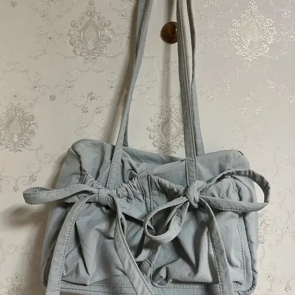 [BUNJANG] Sky Blue Ribbon Shoulder Bag / 하늘색 가방 리본 귀여운 숄더백
