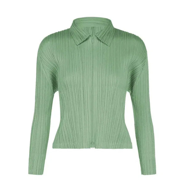[BUNJANG] Pleats Please August Zip-Up Cardigan - Grassy Green / 플리츠플리즈 8월 집업 가디건 그레이시 그린