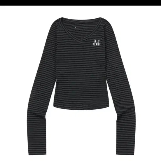 [BUNJANG] Musent Striped V-Neck Long-Sleeve T-Shirt / 무센트 단가라 브이넥 긴팔 티셔츠