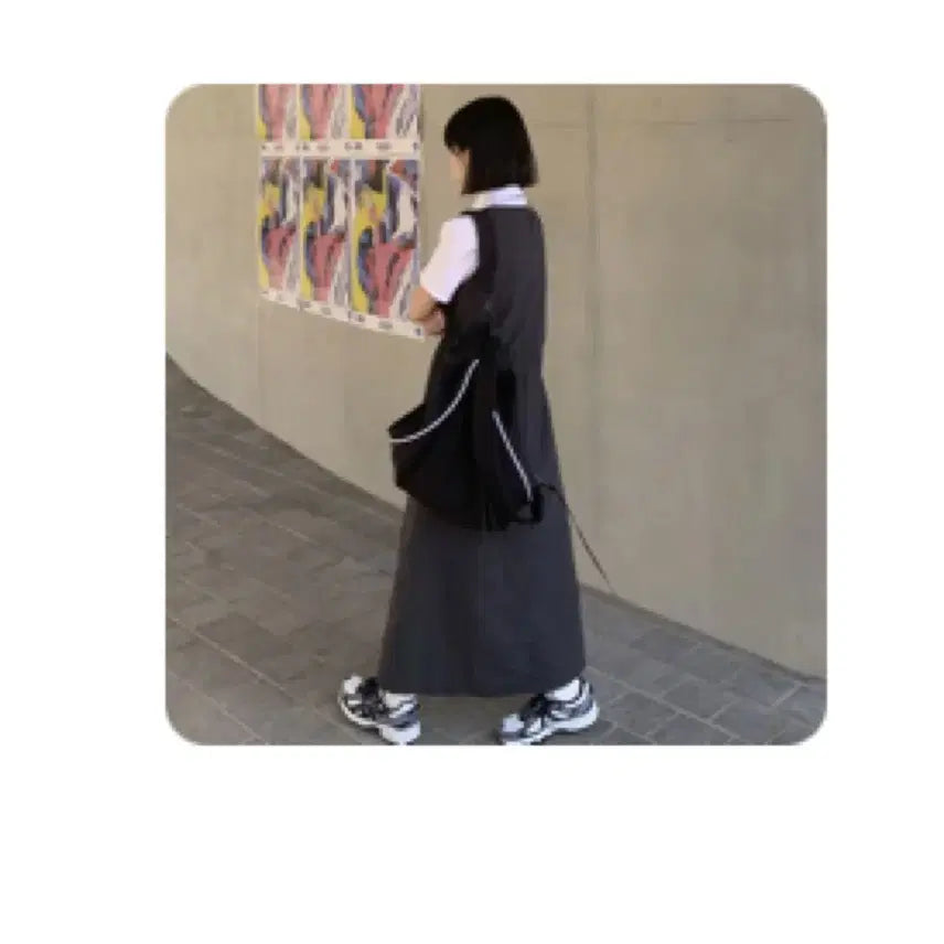 [BUNJANG] Sally String Long Dress Charcoal / 샐리 스트링 롱 원피스 차콜