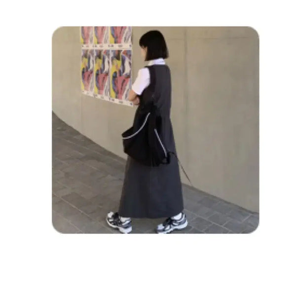 [BUNJANG] Sally String Long Dress Charcoal / 샐리 스트링 롱 원피스 차콜