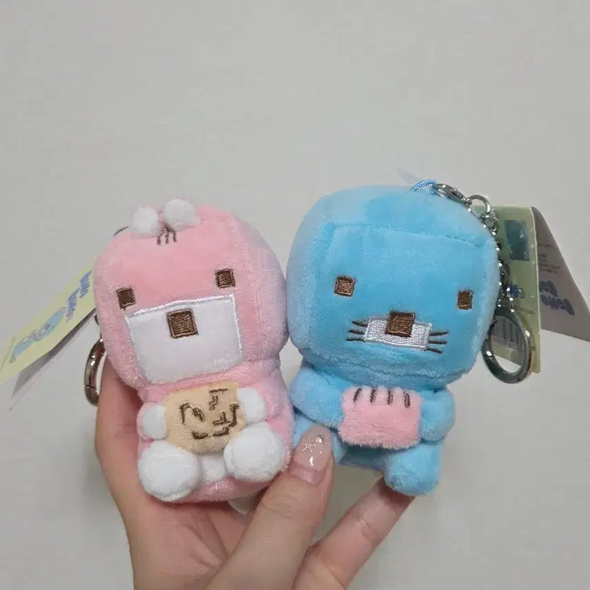 [BUNJANG] Bonobono Porori Set Pixel Plush Keychain Bundle / [보노보노,포로리 세트] 정품 네모 픽셀 인형키링 일괄