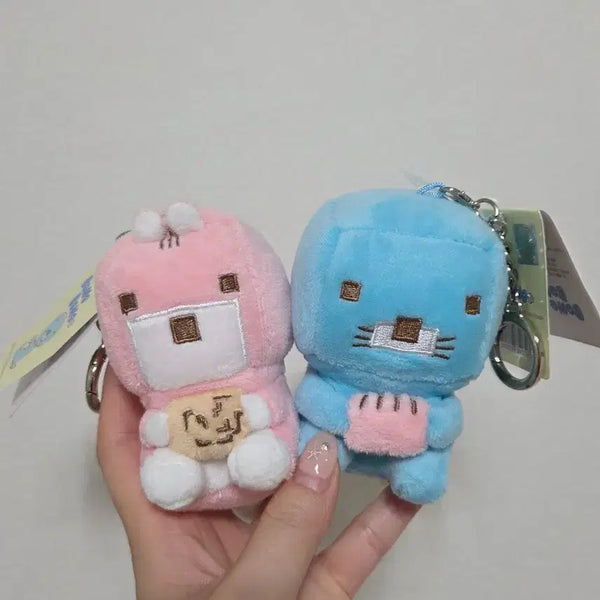 [BUNJANG] Bonobono Porori Set Pixel Plush Keychain Bundle / [보노보노,포로리 세트] 정품 네모 픽셀 인형키링 일괄