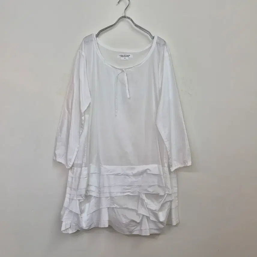 [BUNJANG] COMME des GARCONS AD2006 White Ruffle Long Blouse / COMME des GARCONS AD2006 화이트 프릴  롱 블라우스