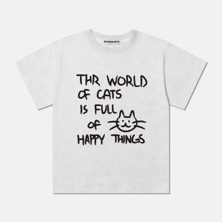 [BUNJANG] Chicks Cat Short Sleeve T-Shirt Size 2 / 칙스 고양이 반팔티 반팔 옷