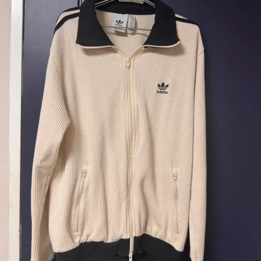 [BUNJANG] Adidas Waffle Zip-Up Jacket Beige / 아디다스 집업 자켓 베이지