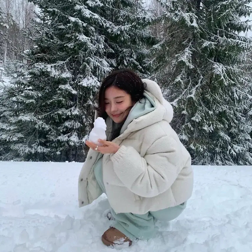 [BUNJANG] TheBarnet Snowflake Boucle Padded Jacket Ivory / 더바넷 스노우 플레이크 부클 패딩