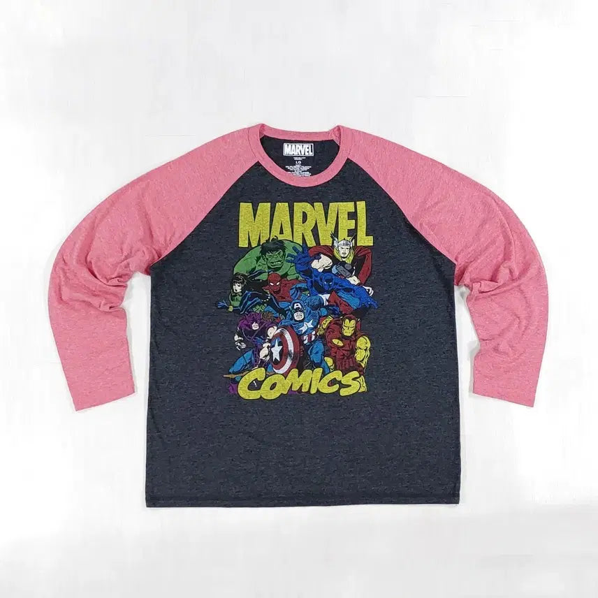 [BUNJANG] Marvel Classic Comics Raglan Long Sleeve T-Shirt (Large) / 마블 클래식 코믹스 라글란 긴팔 티셔츠 L