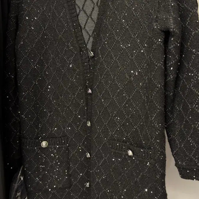 [BUNJANG] The Lauren Long Knit Cardigan Black / 더로랑 롱 니트