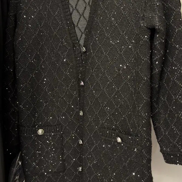 [BUNJANG] The Lauren Long Knit Cardigan Black / 더로랑 롱 니트