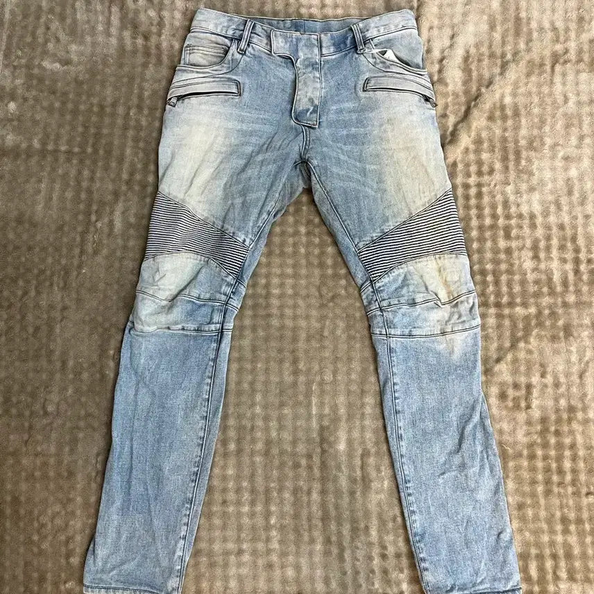[BUNJANG] Balmain Washed Denim Biker Jeans Size 34 / 발망 워싱 데님 바이커진 34