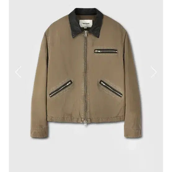 [BUNJANG] Tonywack 23FW Leather Collar Work Jacket Olive Beige / 토니웩 레더카라 워크자켓 올리브베이지