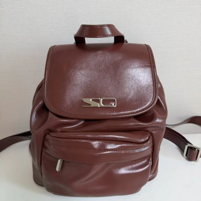 [BUNJANG] Brown Leather Mini Backpack / 브라운 가죽 미니 백팩