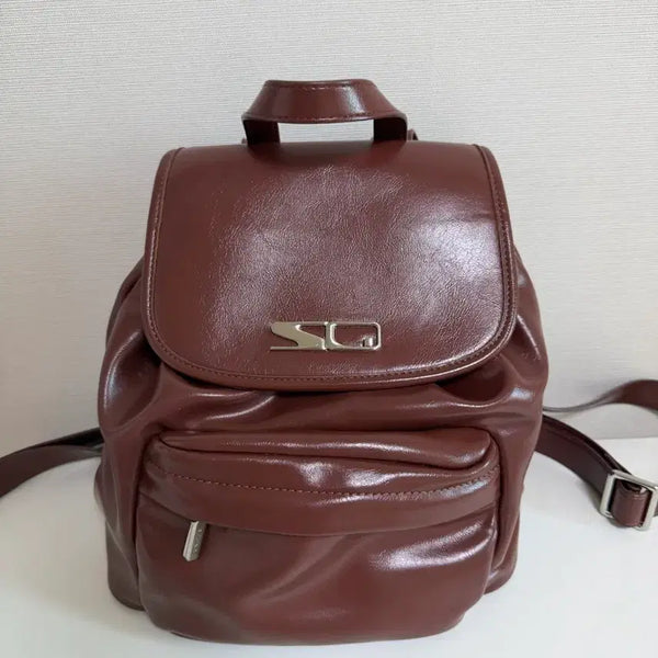 [BUNJANG] Brown Leather Mini Backpack / 브라운 가죽 미니 백팩