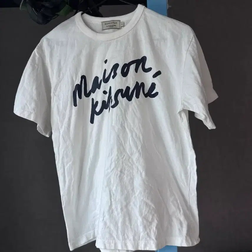 [BUNJANG] Maison Kitsuné White Handwriting Short Sleeve T-Shirt Size S / 메종키츠네 화이트 핸드라이팅 반팔티 S