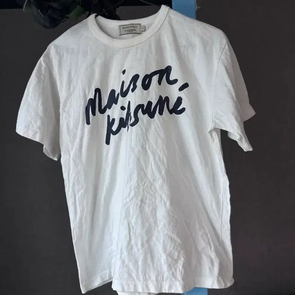 [BUNJANG] Maison Kitsuné White Handwriting Short Sleeve T-Shirt Size S / 메종키츠네 화이트 핸드라이팅 반팔티 S