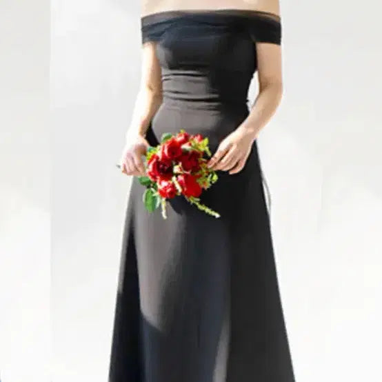 [BUNJANG] Black Silk Dress with Scarf / 블랙 드레스+실크스카프/ 웨딩스냅