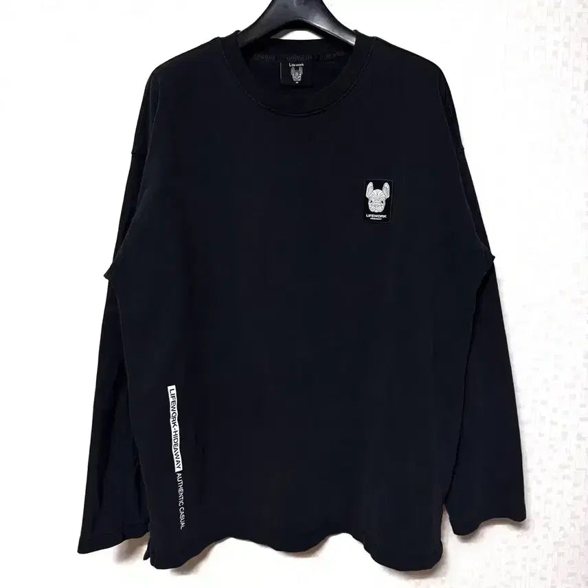 [BUNJANG] Life Work Long Sleeve Oversized T-Shirt Black / [M,95]라이프워크 긴팔티 롱슬리브 오버핏 블랙