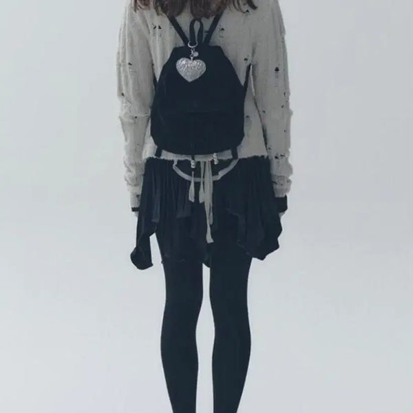 [BUNJANG] Soft Velour Silver Ball Backpack / SOFT 벨로아 실버볼 백팩
