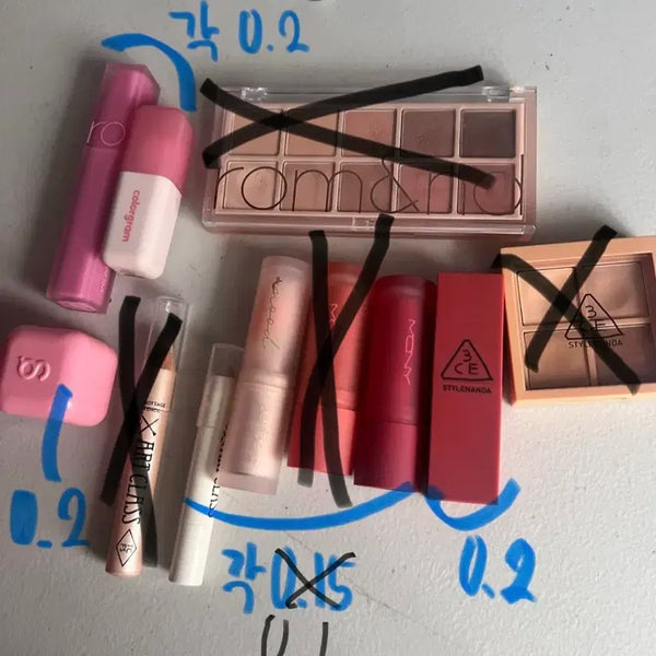 [BUNJANG] Colorgram, Rom&nd, Peripera, 3CE Lipstick & Highlighter Set / 화장품 판매 틴트 립스틱 컬러그램 롬앤 페리페라 3CE 하이라이터
