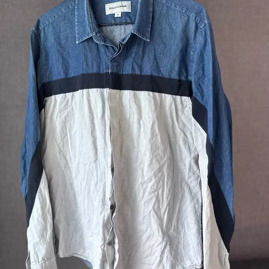 [BUNJANG] Solid Homme Colorblock Shirt Size 52 / 솔리드옴므 배색 셔츠 52