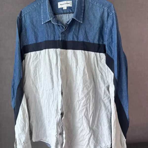 [BUNJANG] Solid Homme Colorblock Shirt Size 52 / 솔리드옴므 배색 셔츠 52