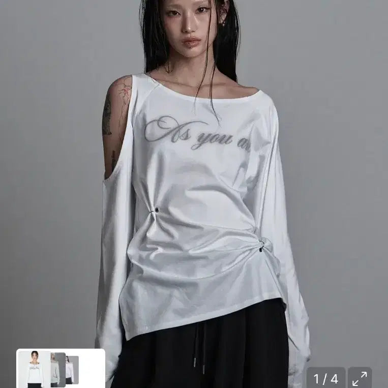 [BUNJANG] As You Are Cut-Out Piercing Long Sleeve White / 애즈유아 컷아웃 피어싱 롱슬리브 화이트