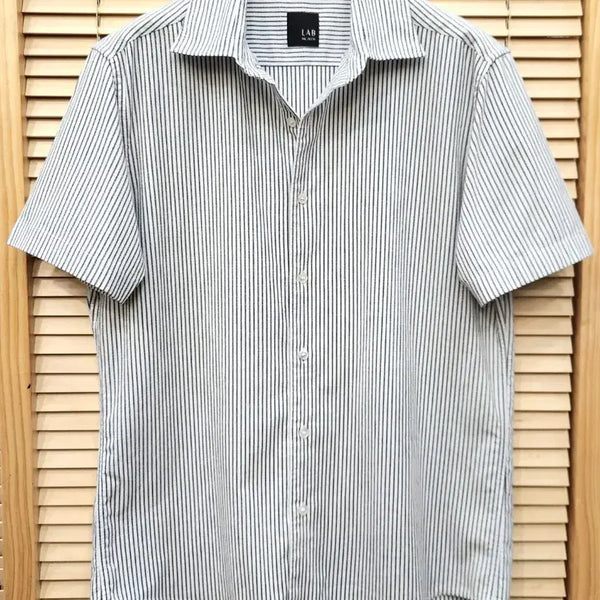 [BUNJANG] LAB 100% Cotton Blend Striped Short Sleeve Shirt Size 95 / 빨질레리 남성 스트라이프 반팔셔츠 셔츠 95