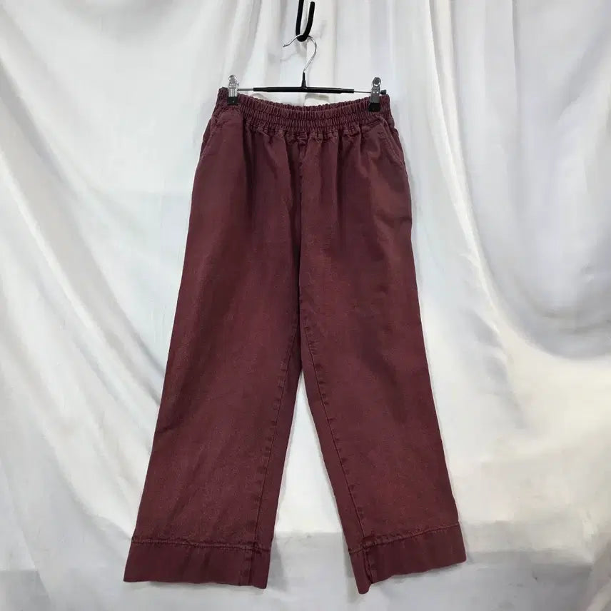 [BUNJANG] Burgundy Wide Banding Cotton Pants / 버건디 와이드 밴딩 면바지F