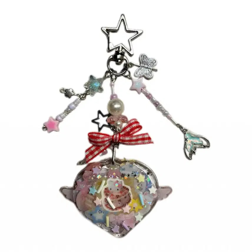 [BUNJANG] Sweet Cake Kitty Wing Heart Charm / 스위트 케이크 키티 날개하트 키링