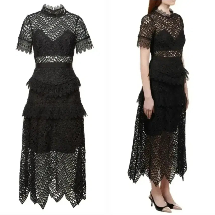 [BUNJANG] Self-Portrait Crocheted Midi Dress Black / 새상품/self-Portrait[정품]미디 원피스