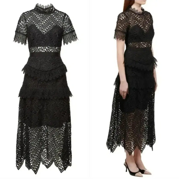 [BUNJANG] Self-Portrait Crocheted Midi Dress Black / 새상품/self-Portrait[정품]미디 원피스