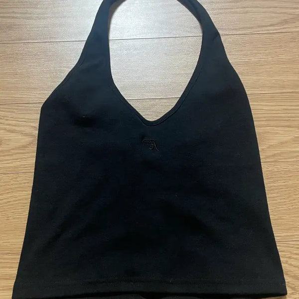 [BUNJANG] Threetimes Cotton Halterneck Tank Top Black / 새상품) 쓰리타임즈 코튼 홀터넥 나시 블랙