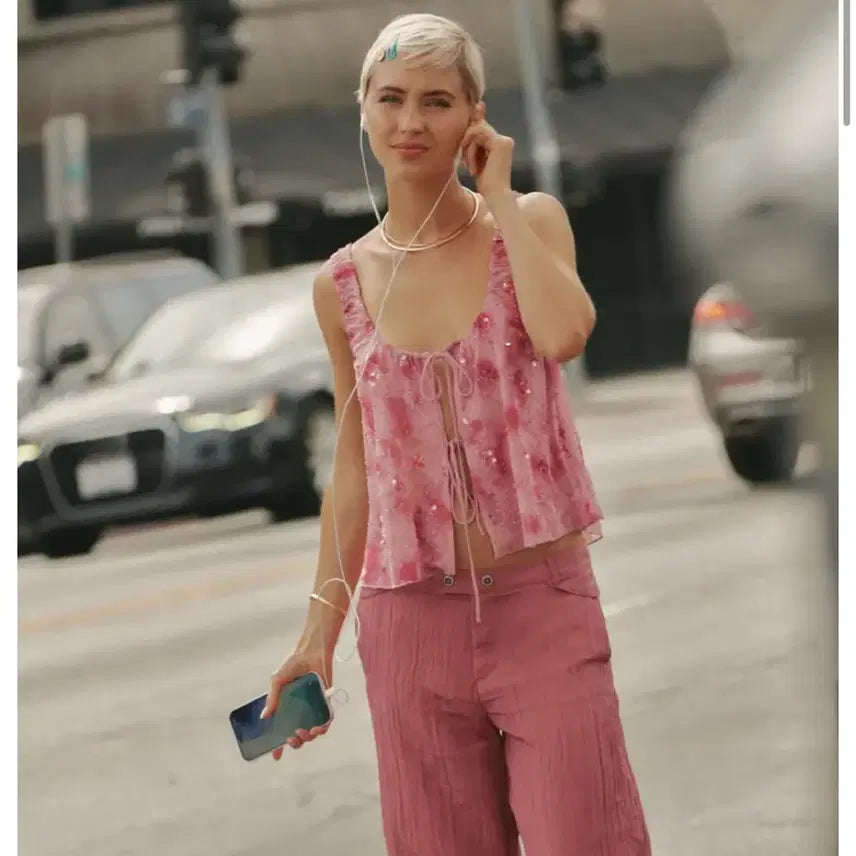 [BUNJANG] Zara Sequin Tulle Top / 자라 리본 시퀸 튤 탑 새상품 S, L
