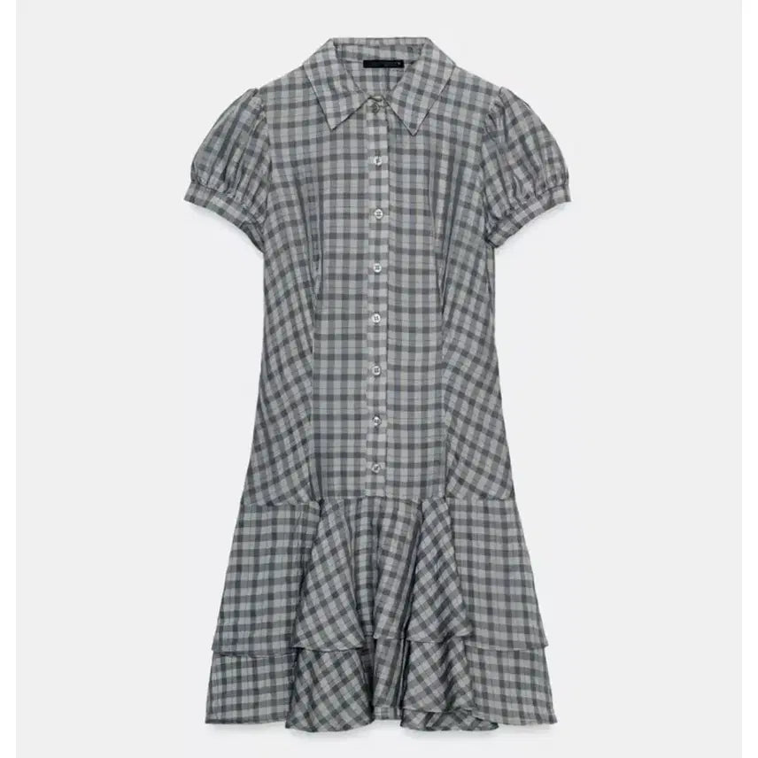 [BUNJANG] ZARA Frilled Check Mini Dress XS / 자라 프릴 체크 미니 원피스 새상품 XS