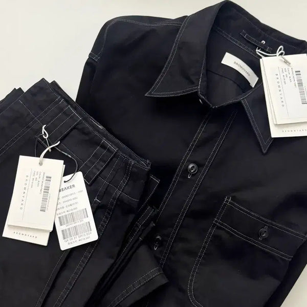 [BUNJANG] Brown Yak Work Shirt & Work Pants Set / 브라운야드 워크셔츠 / 워크팬츠
