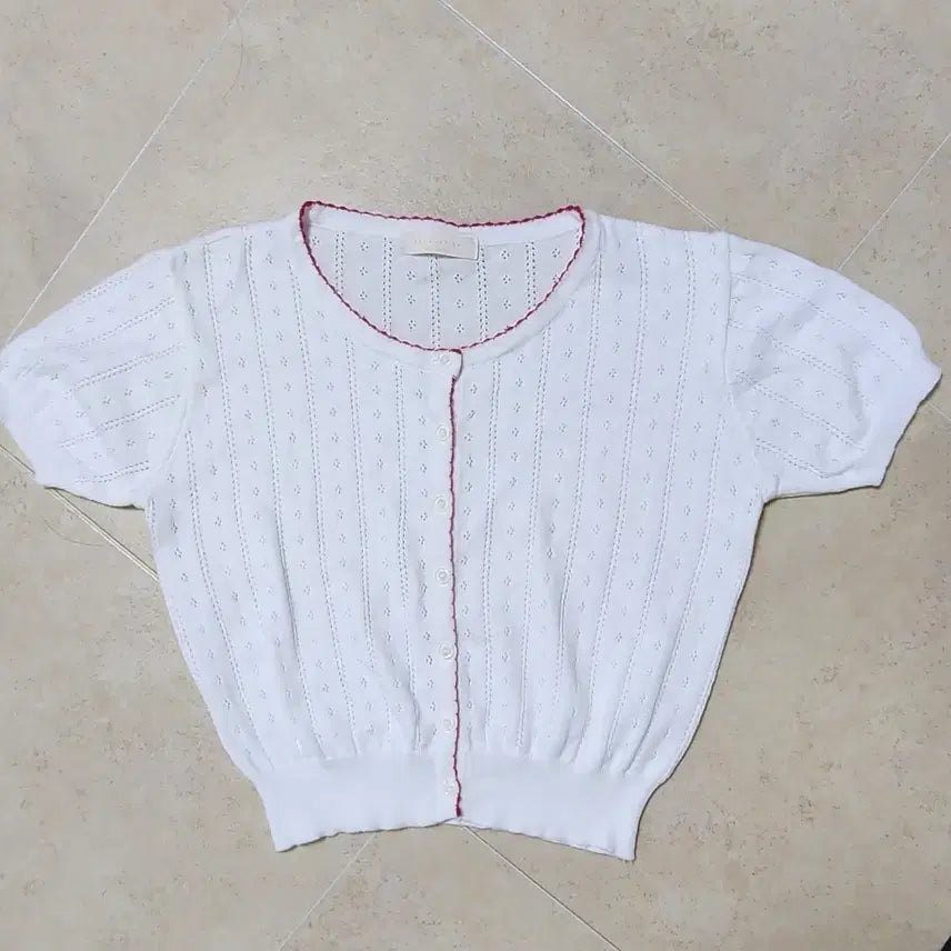 [BUNJANG] Short Length Round Neck Open Knit - Pure White / 총장짧은 라운드넥오픈형 여름니트 순백색