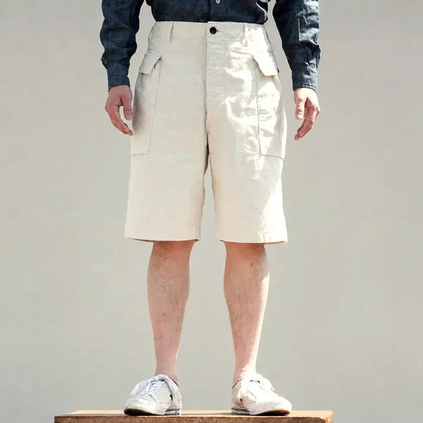 [BUNJANG] Boncoura Dungaree Cotton Linen Half Pants / 본쿠라 43 Dungaree Cotton Linen millefeuille 하프팬츠