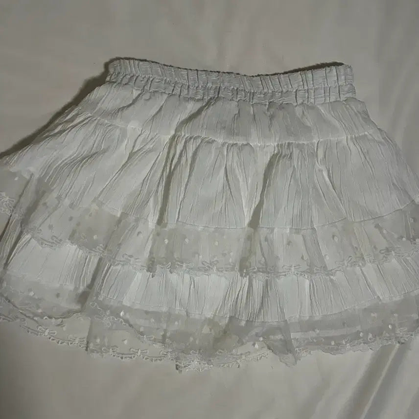 [BUNJANG] Chiffon Tiered Skirt White / 쉬폰 캉캉 스커트 화이트