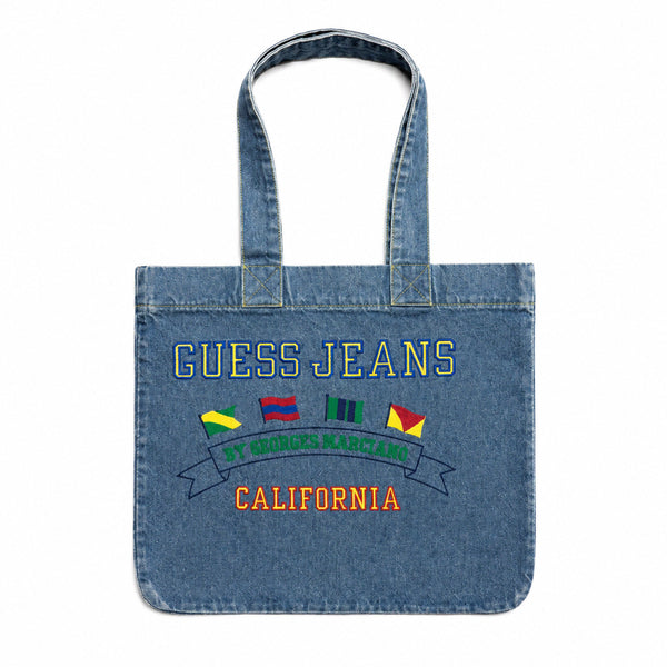 [BUNJANG] GUESS JEANS 80s Graphic Print Denim Tote Bag / USA 80s GUESS JEANS 게스 그래픽 프린팅 데님 토트백