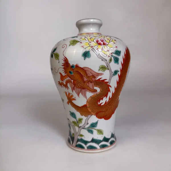[BUNJANG] Celadon Porcelain Vase with Dragon Motif / 분채 묘금 용문 매병