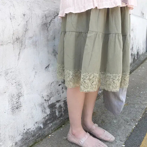 [BUNJANG] Hippie Depy Mute Lace Midi Skirt / 히피디피 mute lace skirt 빈티지 모리걸 레이스 미디 스커트